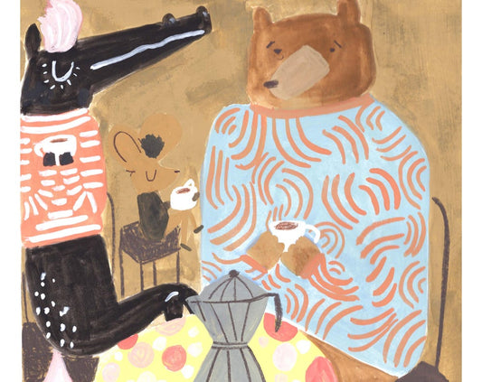I Come for Coffee, I Stay for Tea – Gossip-Themed Art Print